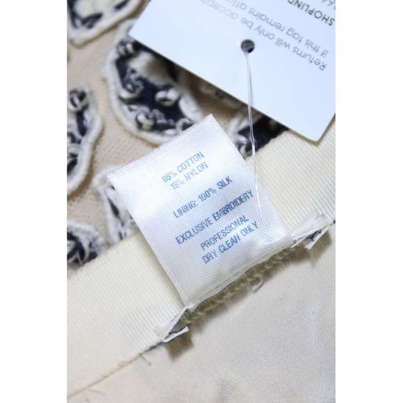 Oscar de la Renta Womens Cotton Blend Textured Zip Up Pencil Skirt Beige Size 4 - Picture 5 of 6